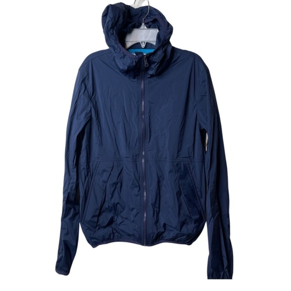 Orlebar Brown boys teen navy blue full zip hooded lightweight jacket sz XS 10yo